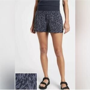 Athleta Shorts Womens 6 Navy Blue Trekkie North Printed Hiking Athletic Nylon